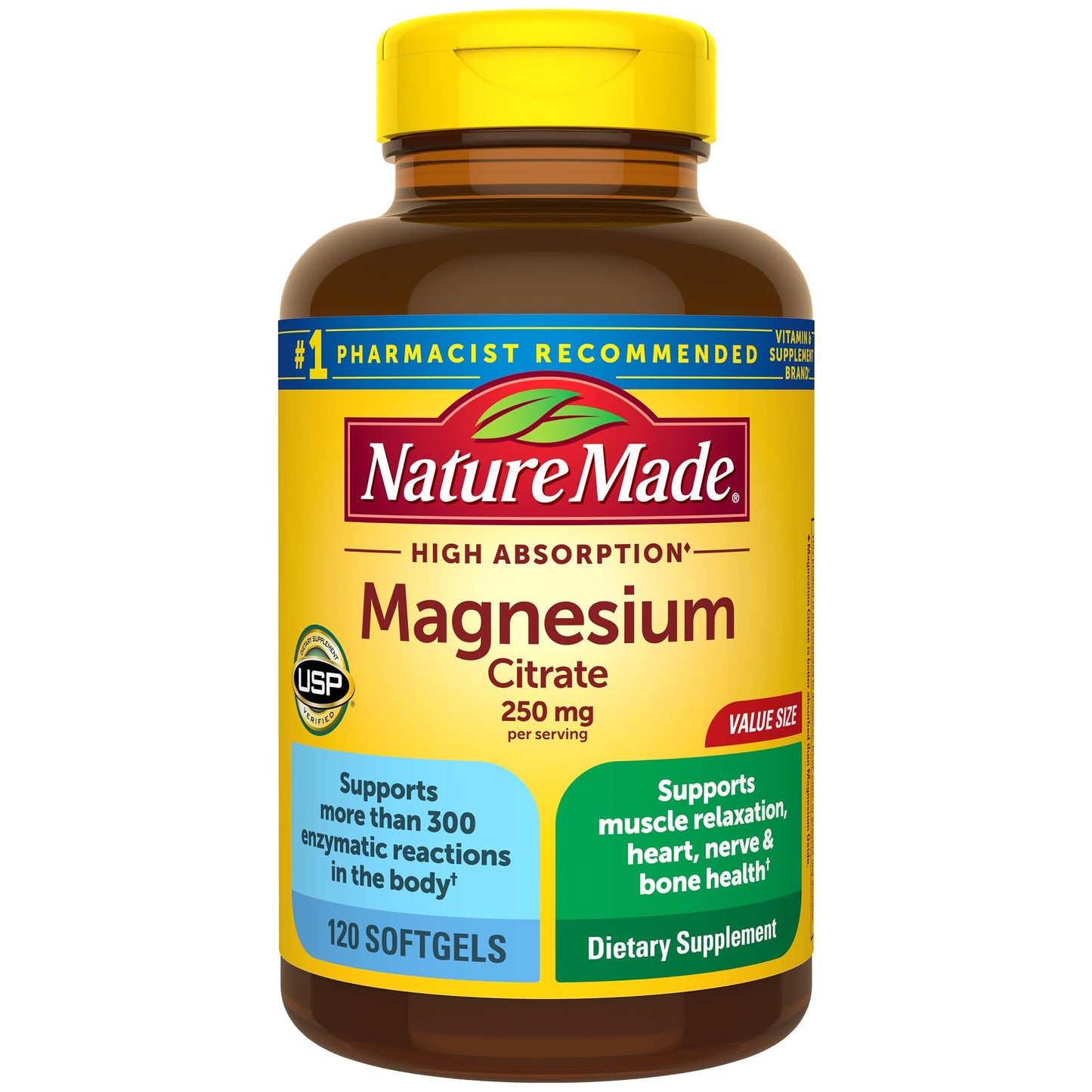 Nature Made Magnesium Citrate 250 mg Softgels – 60-Day Supply for Muscle, Nerve, Bone & Heart Health