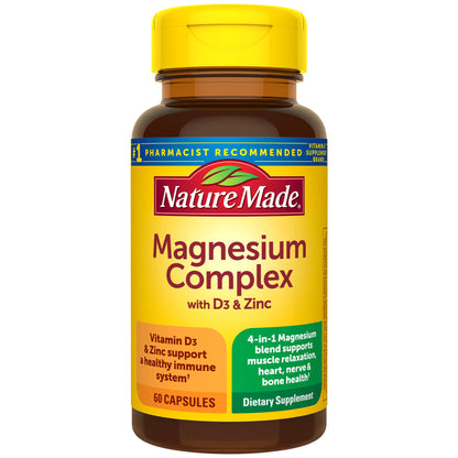 Nature Made Magnesium Complex with Vitamin D3 & Zinc – 60 Capsules | Immune & Muscle Support
