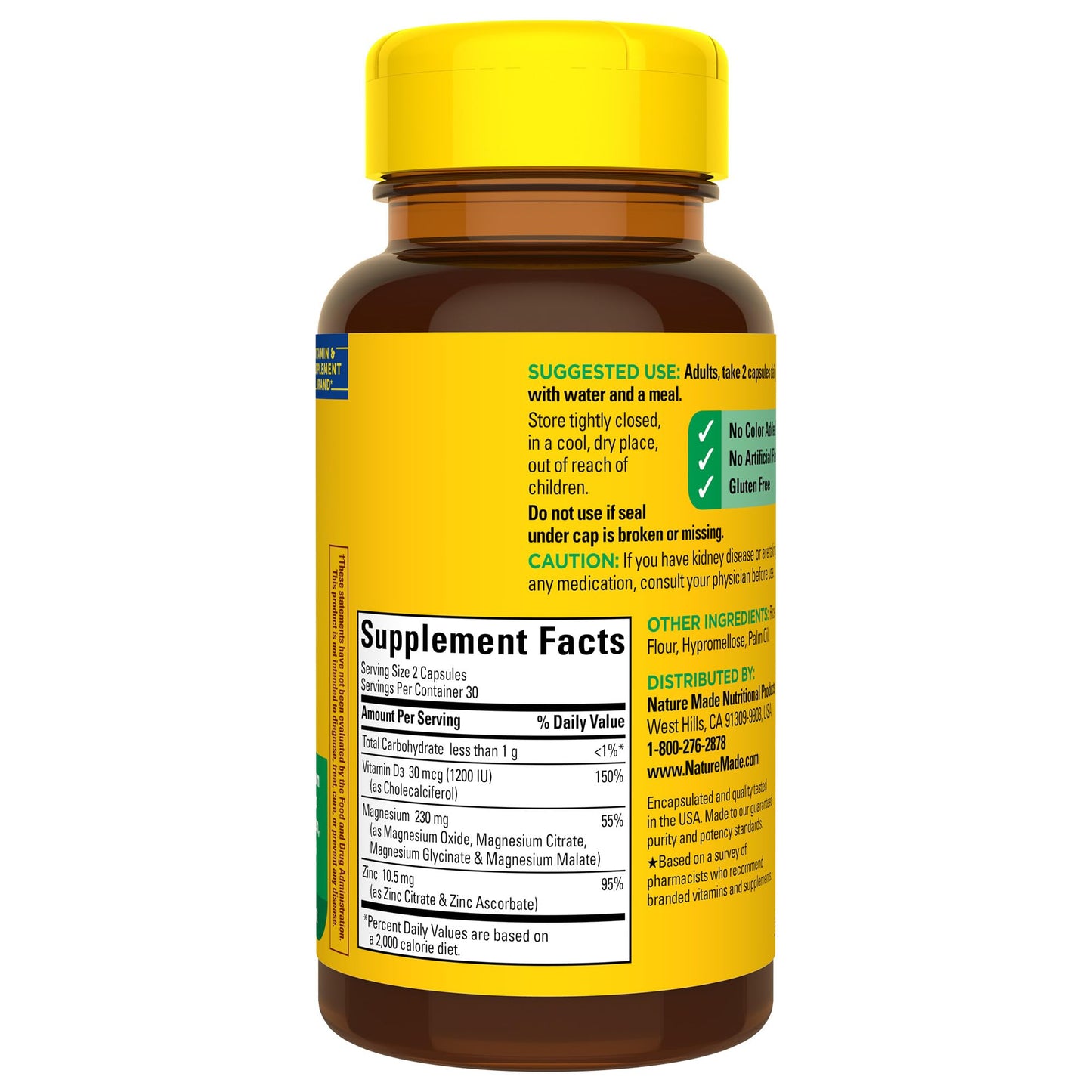 Nature Made Magnesium Complex with Vitamin D3 & Zinc – 60 Capsules | Immune & Muscle Support