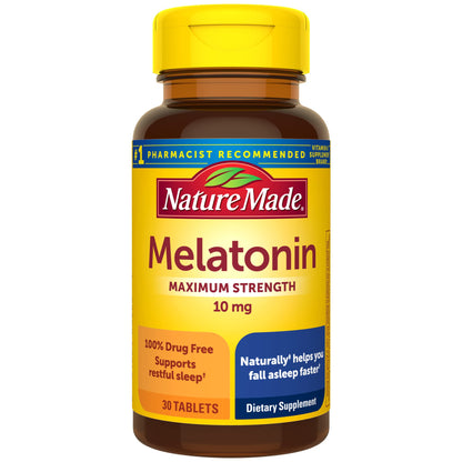 Nature Made Melatonin 10 mg Extra Strength Tablets – Sleep Aid, 30 Count
