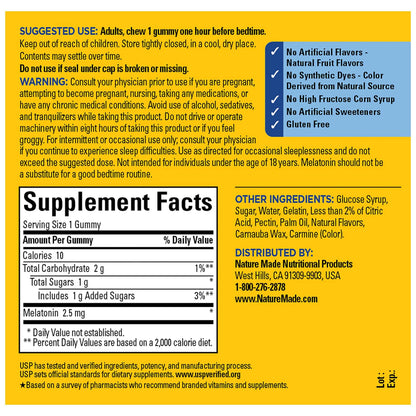 Nature Made Melatonin Gummies 2.5 mg – 80 Count, Drug-Free Sleep Aid for Adults