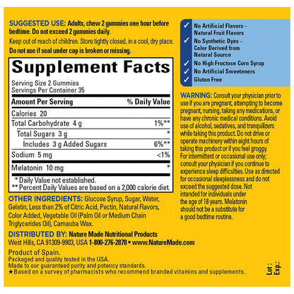 Nature Made Melatonin Gummies 10 mg for Adults — Maximum Strength Sleep Aid, 70-Count