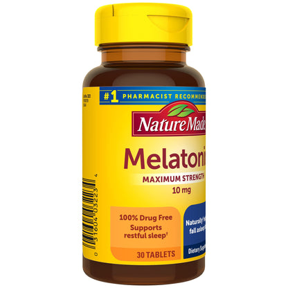 Nature Made Melatonin 10 mg Extra Strength Tablets – Sleep Aid, 30 Count