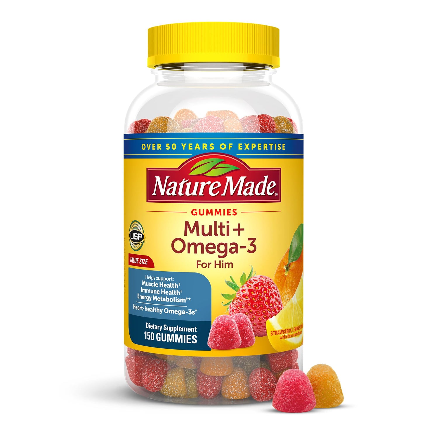 Nature Made Men's Multivitamin Gummies with Omega-3 - 150 Gummies, 75-Day Supply