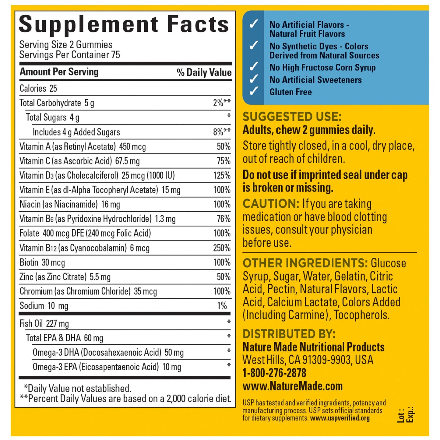 Nature Made Men's Multivitamin Gummies with Omega-3 - 150 Gummies, 75-Day Supply