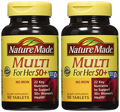 Nature Made Multi For Her 50+ Vitamin & Mineral Tabs – 90 ct Pack of 2