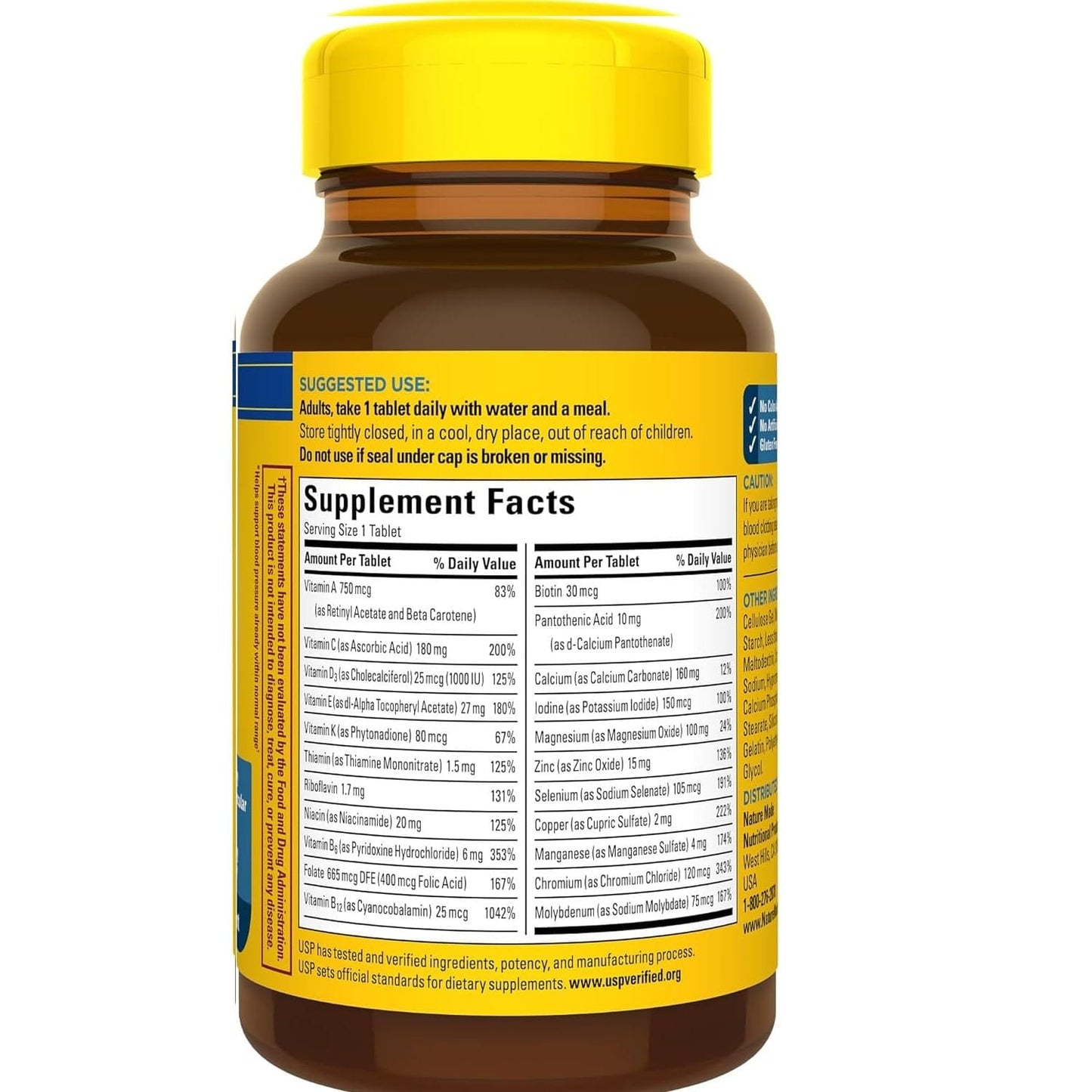 Nature Made Multi for Him 50+ – 90 Tablets per Bottle x 4 Pack | Iron-Free