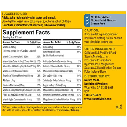 Nature Made Multivitamin For Him No Iron - 300 Tablets, Men's Daily Nutrition