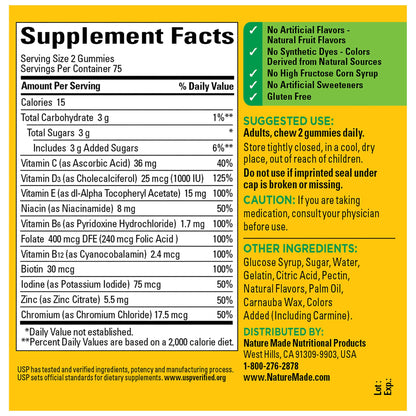 Nature Made Multivitamin Gummies – Men's & Women's Daily Vitamin, 150 Count (75 Day Supply)