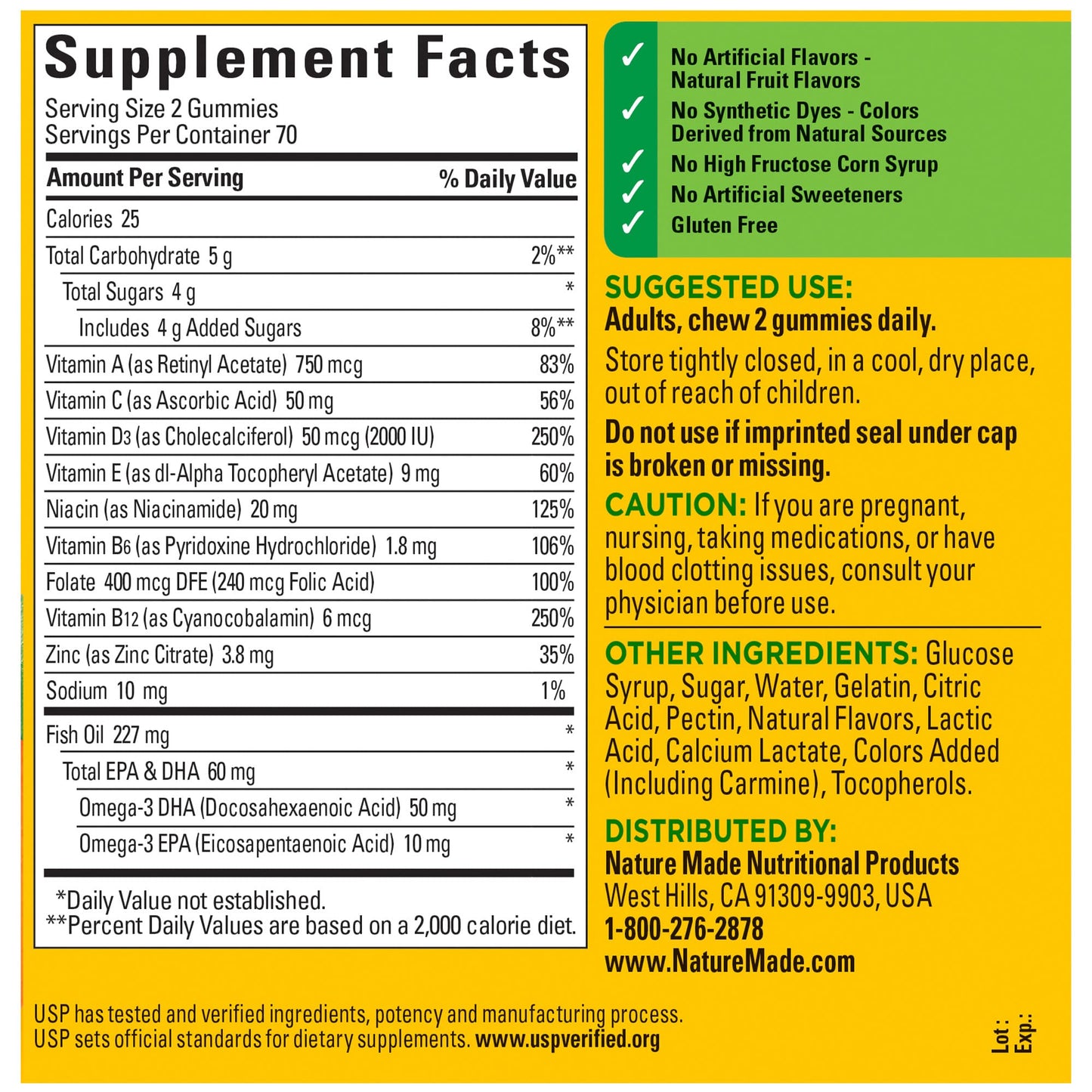 Nature Made Multivitamin + Omega-3 Gummies for Adults – 140-Count, 70-Day Supply