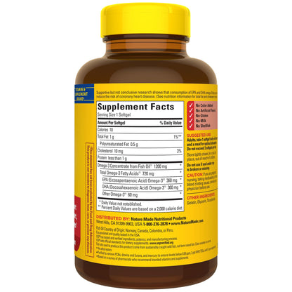 Nature Made Omega-3 Fish Oil 1200 mg Softgels – EPA/DHA for Heart, Brain & Eyes