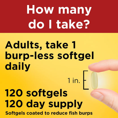 Nature Made Burp Less Omega-3 1200 mg Fish Oil Softgels – 120 Count