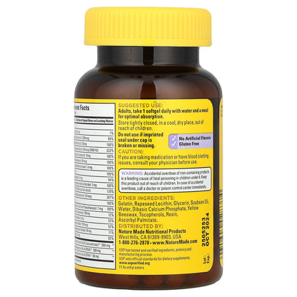 Nature Made Postnatal Multivitamin + DHA 200 mg, 60 Softgels – Supports Nursing Moms & Baby During Breastfeeding