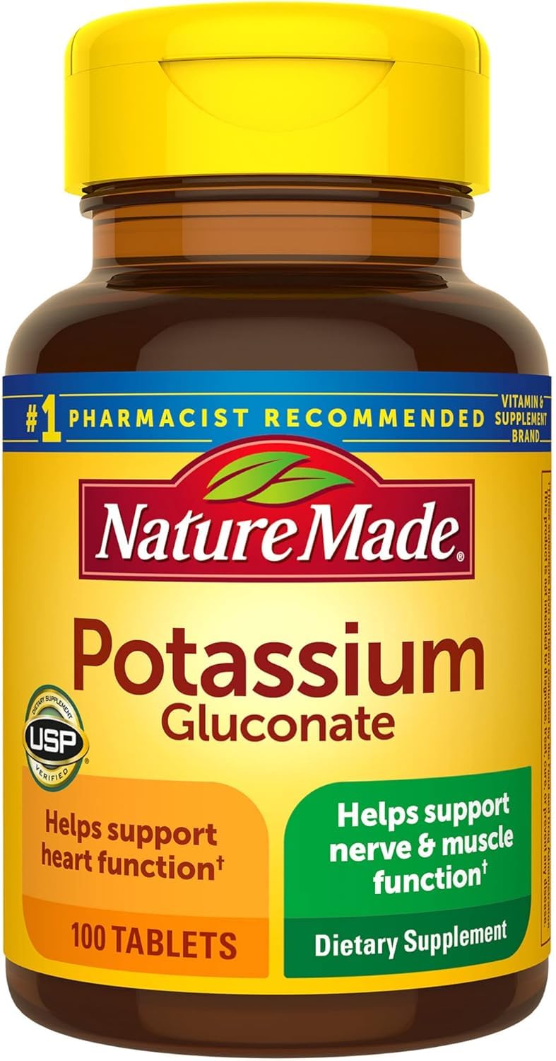 Nature Made Potassium Gluconate 550 mg, 100 Tablets | USP Verified