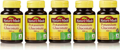 Nature Made Potassium Gluconate 550mg – 100 Tablets (Pack of 5)