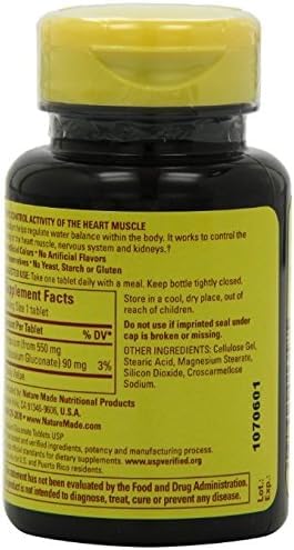 Nature Made Potassium Gluconate 550mg – 100 Tablets (Pack of 5)