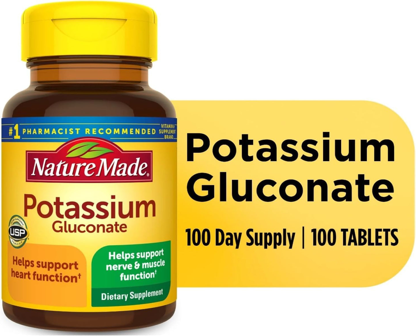 Nature Made Potassium Gluconate 550mg – 100 Tablets (Pack of 5)