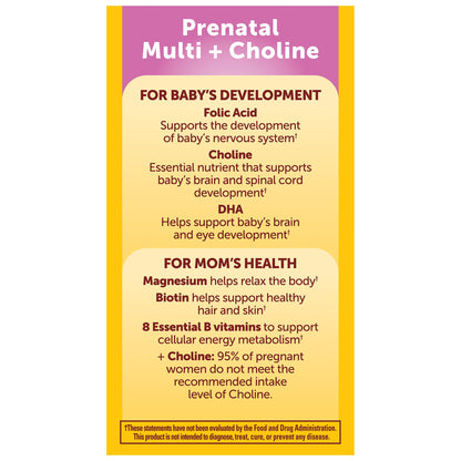 Nature Made Prenatal Vitamin Softgels + Choline Capsules – 60 Day Supply, Folic Acid + DHA