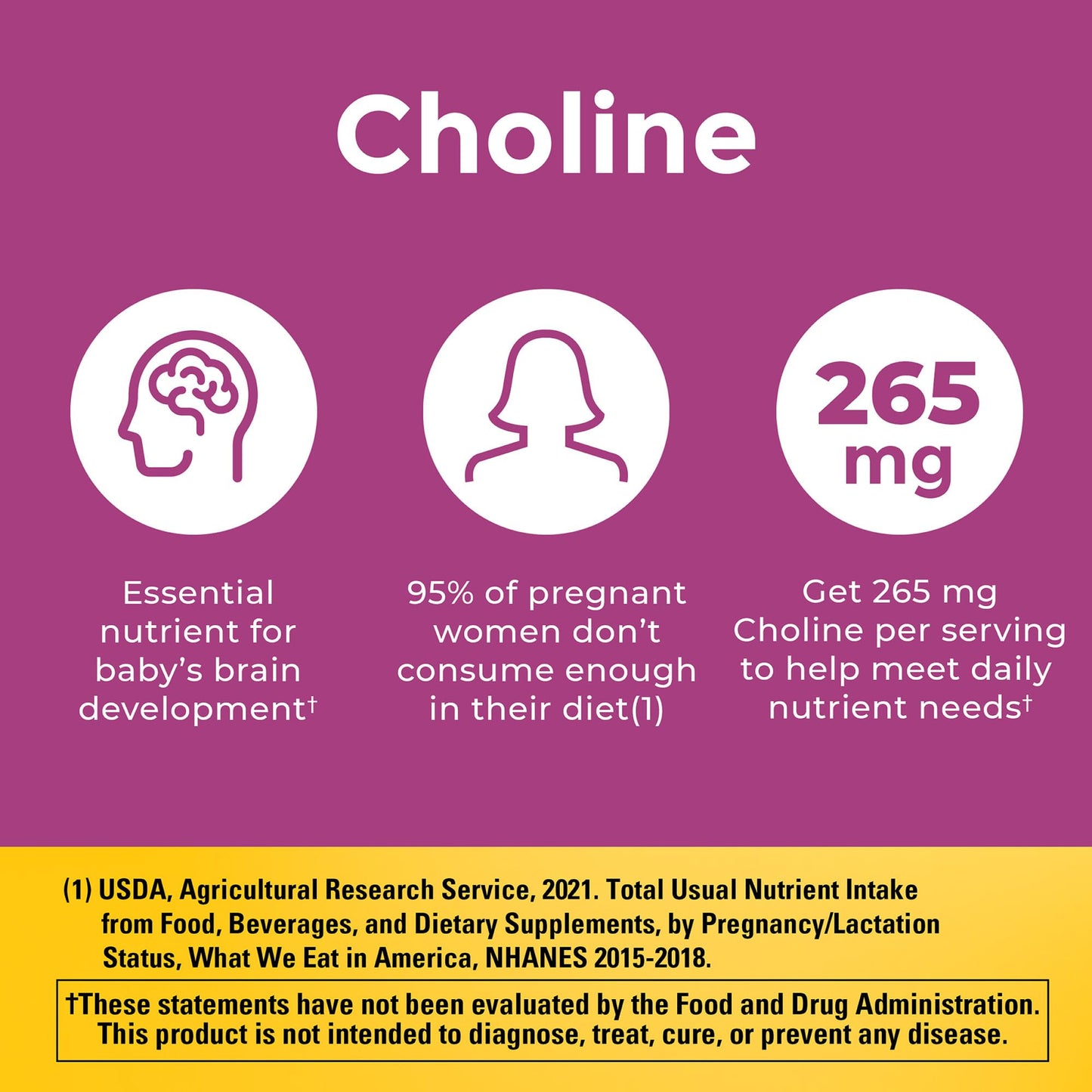 Nature Made Prenatal Vitamin Softgels + Choline Capsules – 60 Day Supply, Folic Acid + DHA