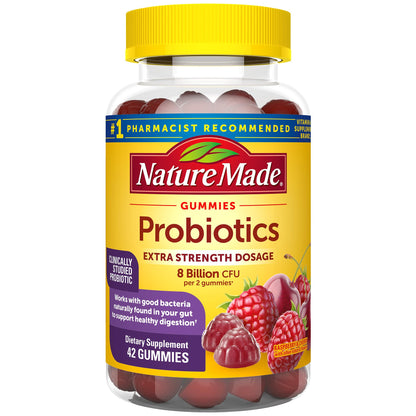 Nature Made Probiotics Extra Strength Gummies — 8 Billion CFU per 2 Gummies, 42‑Count, 21 Day Supply