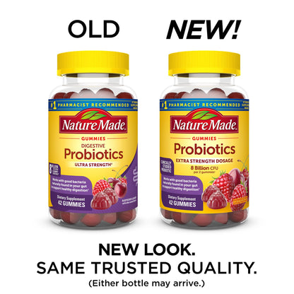 Nature Made Probiotics Extra Strength Gummies — 8 Billion CFU per 2 Gummies, 42‑Count, 21 Day Supply