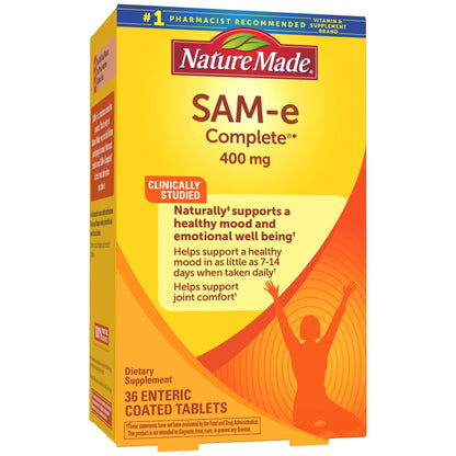 Nature Made SAM-e Complete 400 mg – Mood Support & Joint Health | 36 Tablets