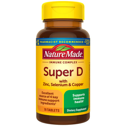 Nature Made Super D Immune Complex – Vitamin D3, Selenium, Zinc, Copper | 70 Tablets