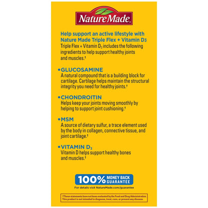 Nature Made TripleFlex Triple Strength Caplets with Vitamin D3, 120 Count