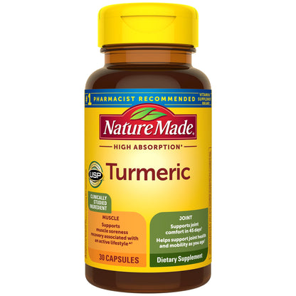 Nature Made High Absorption Turmeric Curcumin Capsules – 250 mg, 30-Count