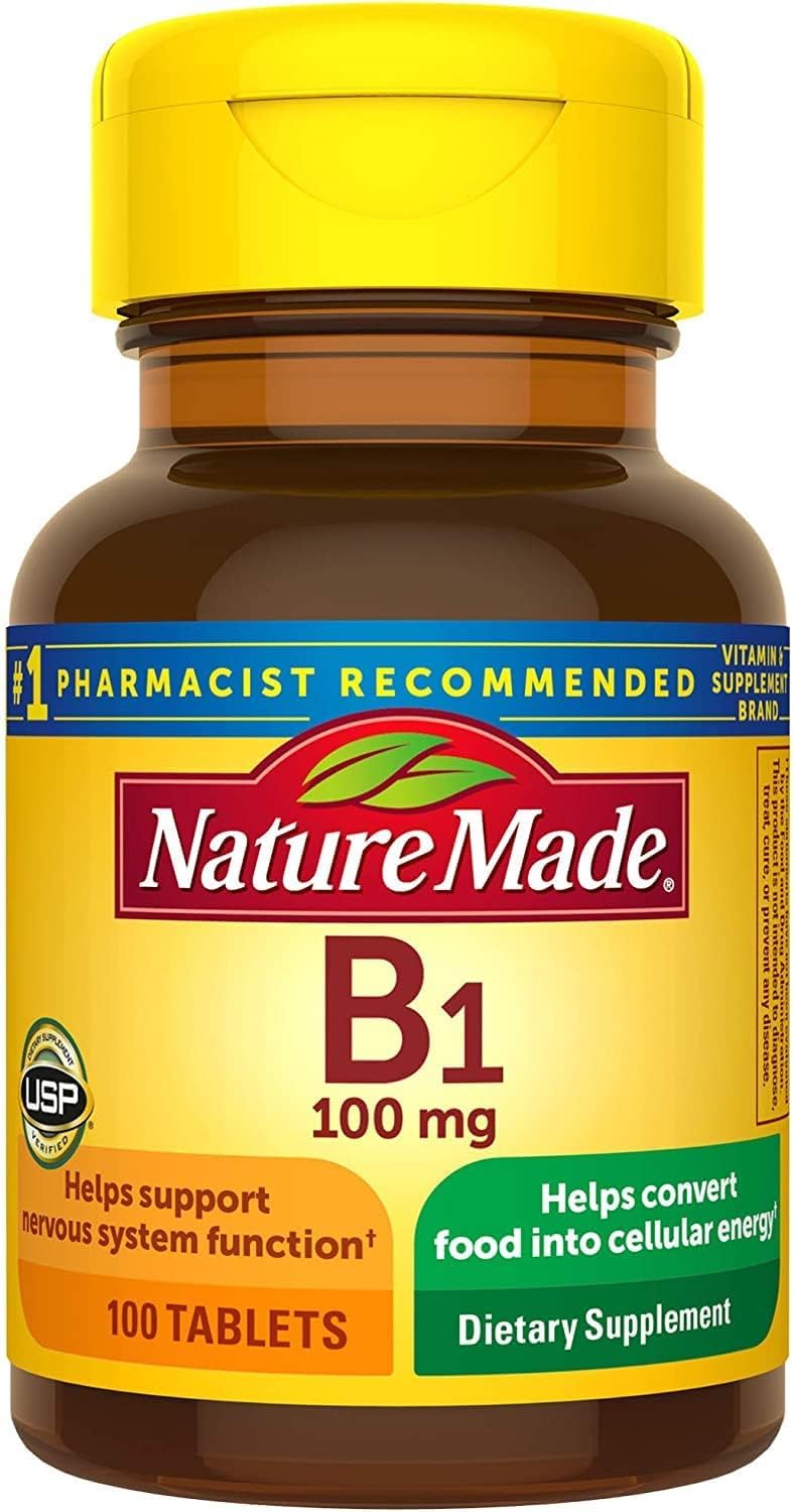 Nature Made Vitamin B-1 100 mg Tablets – 200-Count Pack (Pack of 2)