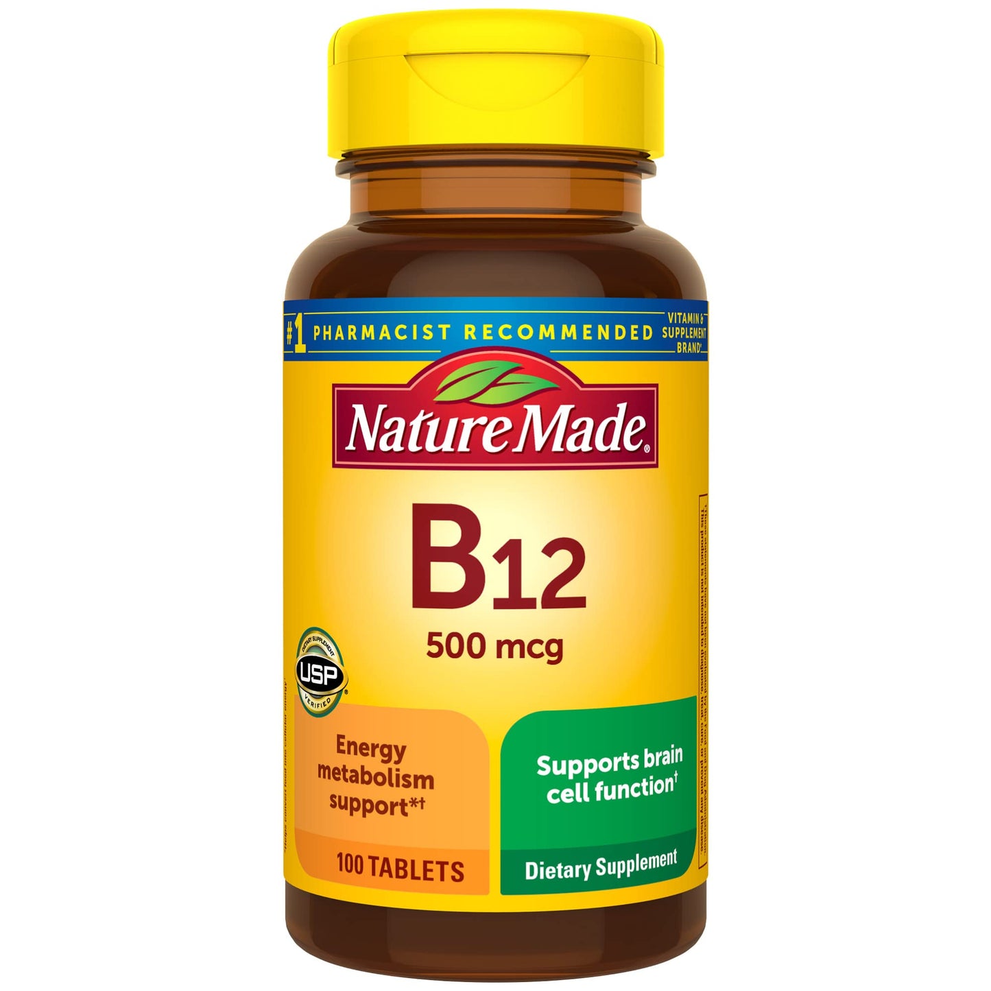 Nature Made Vitamin B12 500 mcg Tablets – Energy Metabolism Support, 100 Count (100 Day Supply)