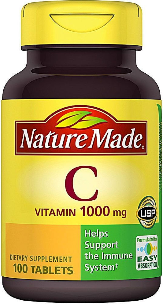 Nature Made Vitamin C 1000 mg Tablets - 100 Ct | USP Verified BritishVita | Premium UK Vitamins & Wellness Supplements