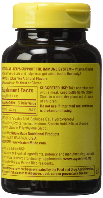 Nature Made Vitamin C 1000 mg Tablets - 100 Ct | USP Verified