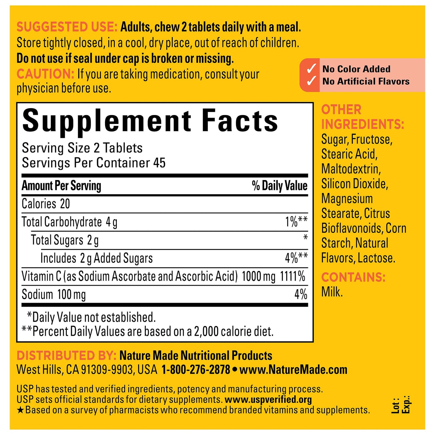 Nature Made Extra Strength Vitamin C 1000 mg Chewable | 90 Tablets | Immune Support