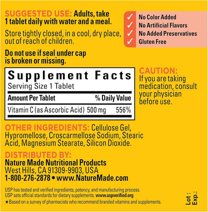 Nature Made Vitamin C 500 mg Caplets, 100 Count (3 Pack) | Immune Support