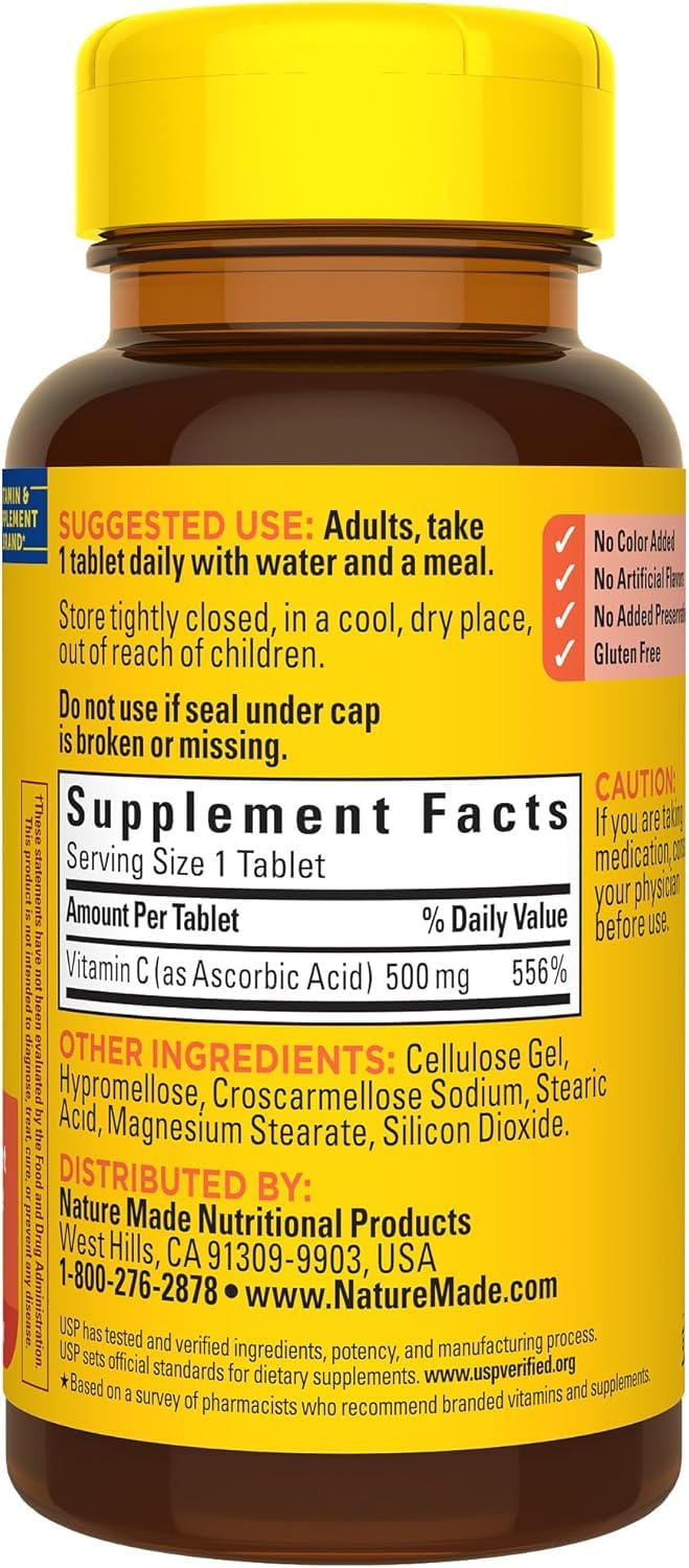 Nature Made Vitamin C 500 mg Caplets, 100 Count (3 Pack) | Immune Support