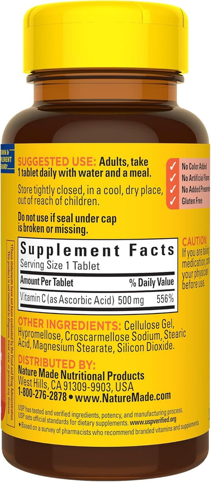 Nature Made Vitamin C 500 mg Caplets, 100 Count (3 Pack) | Immune Support