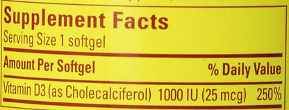 Nature Made® Vitamin D3 1000 IU - 600 Softgels
