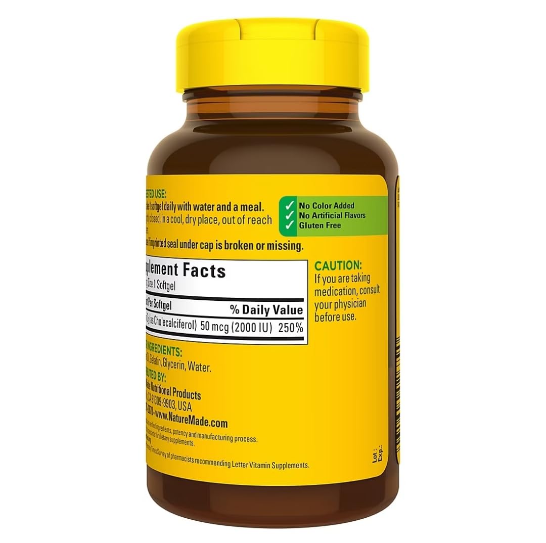Nature Made Vitamin D3 2000 IU - 320 Softgels | Packaging May Vary