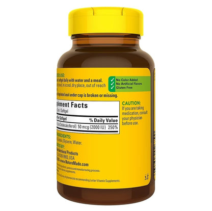 Nature Made Vitamin D3 2000 IU - 320 Softgels | Packaging May Vary