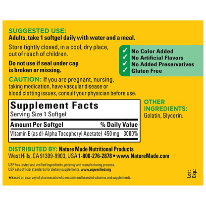 Nature Made Vitamin E 450 mg dl-Alpha Softgels – 3-Pack Antioxidant Support BritishVita | Premium UK Vitamins & Wellness Supplements