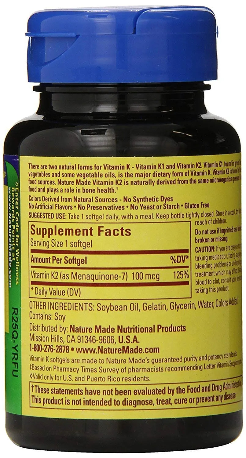 Nature Made Vitamin K2 100 mcg Softgels – 30 Count | Dietary Supplement BritishVita | Premium UK Vitamins & Wellness Supplements