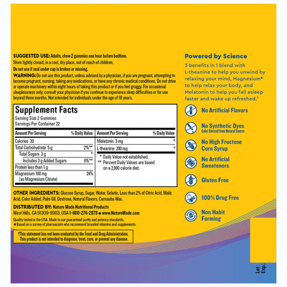 Nature Made Wellblends Sleep & Recover Gummies – Melatonin 3mg, L-Theanine 200mg, Magnesium 100mg (44 CT)