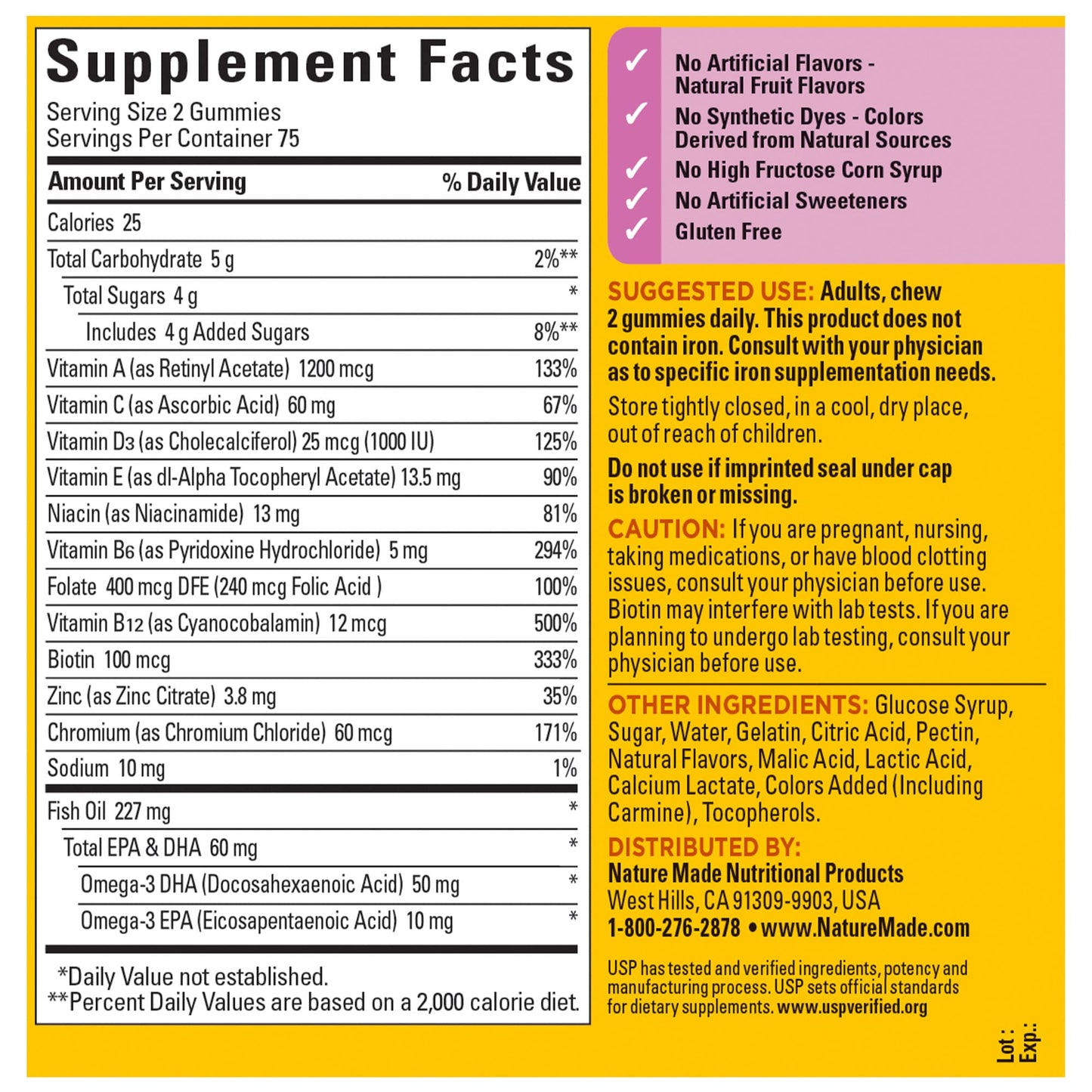 Nature Made Women's Gummy Multivitamin with Omega-3 – 150 Gummies (75-Day Supply)