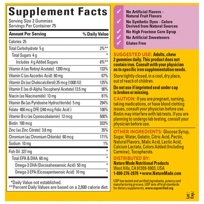 Nature Made Women's Gummy Multivitamin with Omega-3 – 150 Gummies (75-Day Supply)
