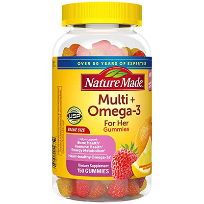 Nature Made Women's Gummy Multivitamin with Omega-3 – 150 Gummies (75-Day Supply)