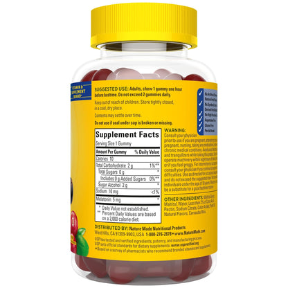 Nature Made Zero Sugar Melatonin Gummies 5mg – 70 Count, 70-Day Supply | Drug-Free Sleep Aid