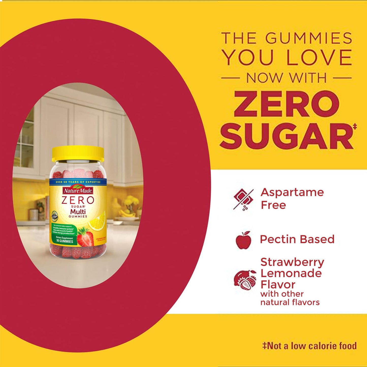 Nature Made Zero Sugar Multivitamin Gummies – 90 Count (45 Day) – Men & Women