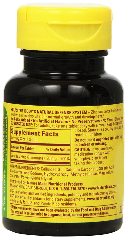 Nature Made Zinc 30mg, 100 Tablets - Pack of 6 | Immune Support