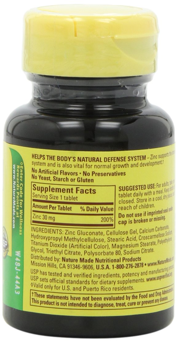Nature Made Zinc 30mg, 100 Tablets - Pack of 6 | Immune Support